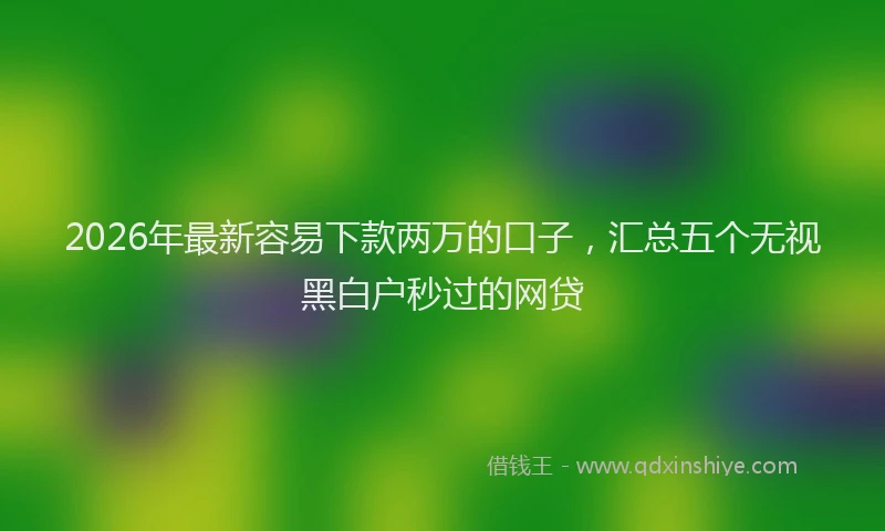2026年最新容易下款两万的口子，汇总五个无视黑白户秒过的网贷