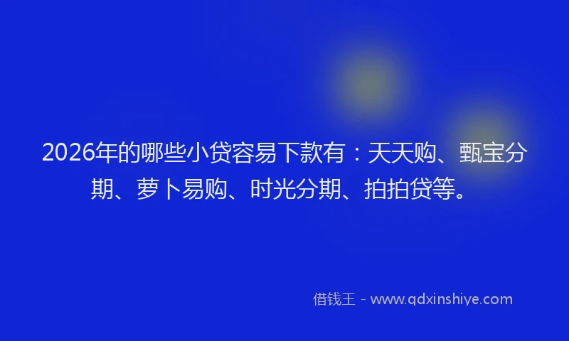 2026年的哪些小贷容易下款有:天天购、甄宝分期、萝卜易购、时光分期、拍拍贷等。