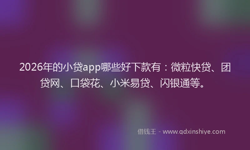 2026年的小贷app哪些好下款有：微粒快贷、团贷网、口袋花、小米易贷、闪银通等。
