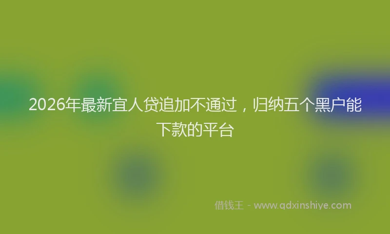 2026年最新宜人贷追加不通过，归纳五个黑户能下款的平台