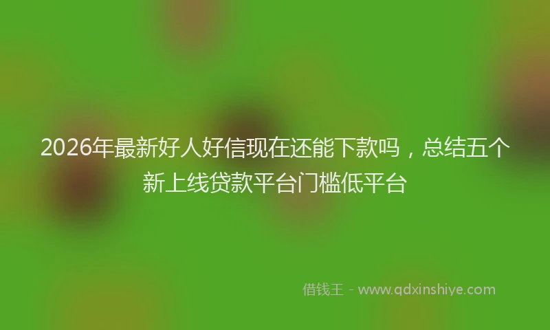 2026年最新好人好信现在还能下款吗，总结五个新上线贷款平台门槛低平台