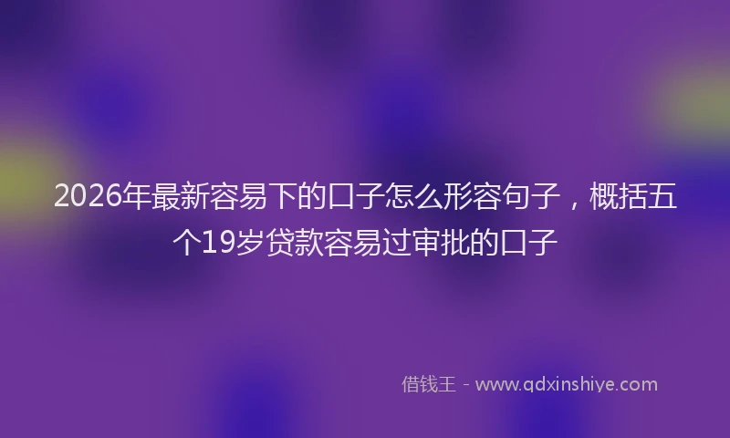 2026年最新容易下的口子怎么形容句子，概括五个19岁贷款容易过审批的口子