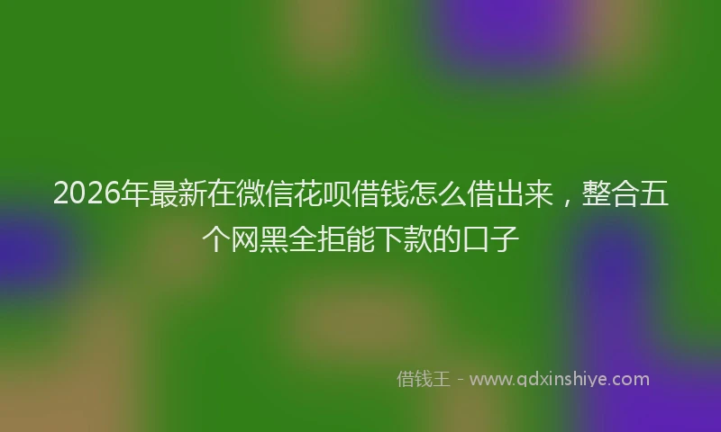 2026年最新在微信花呗借钱怎么借出来,整合五个网黑全拒能下款的口子