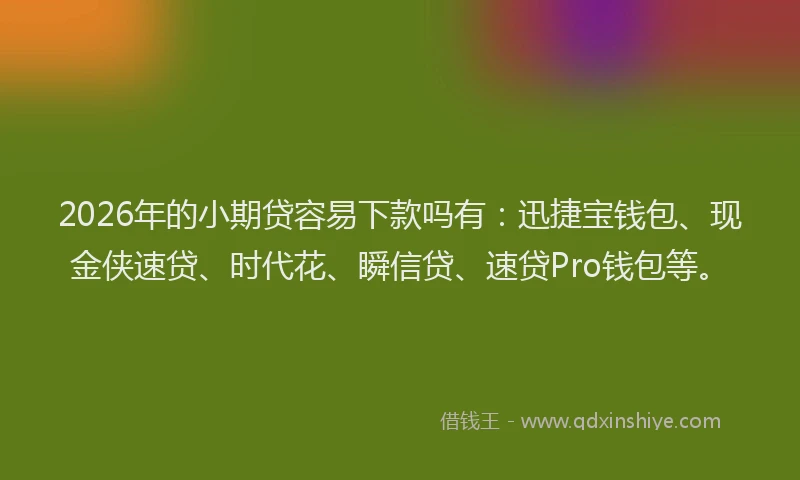 2026年的小期贷容易下款吗有：迅捷宝钱包、现金侠速贷、时代花、瞬信贷、速贷Pro钱包等。