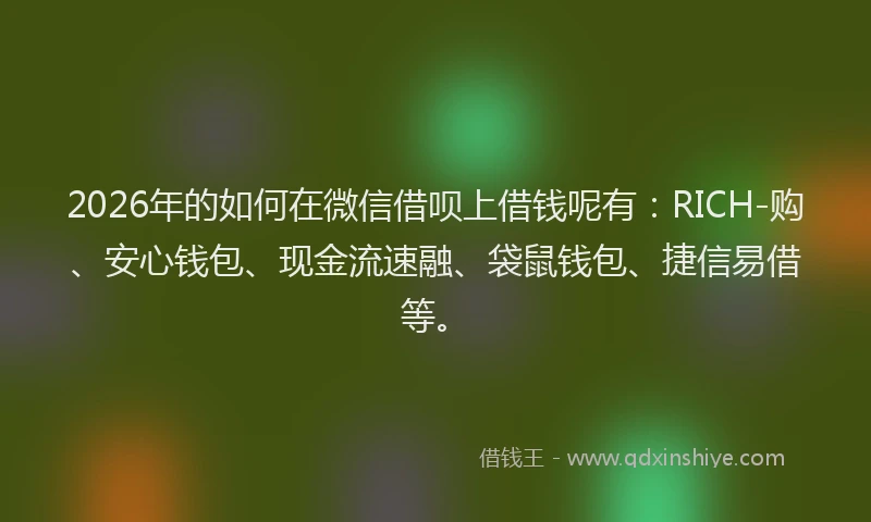 2026年的如何在微信借呗上借钱呢有：RICH-购、安心钱包、现金流速融、袋鼠钱包、捷信易借等。