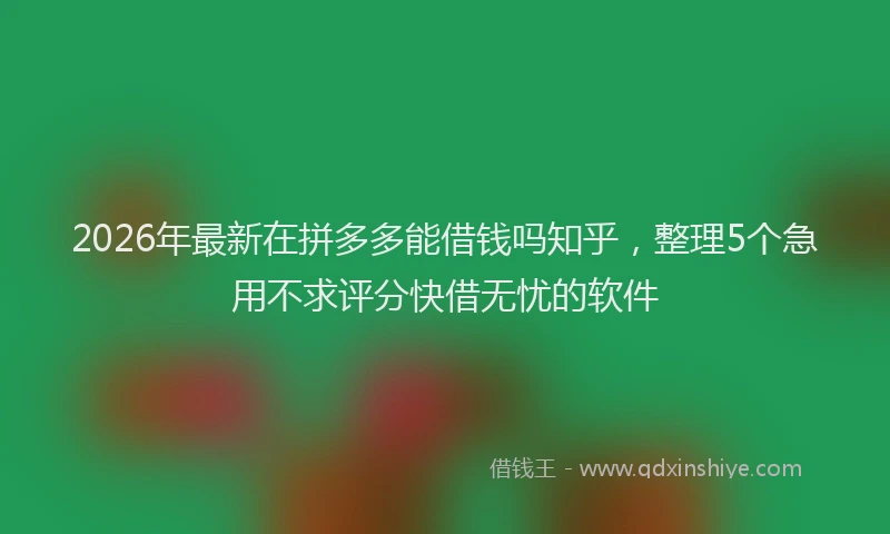 2026年最新在拼多多能借钱吗知乎，整理5个急用不求评分快借无忧的软件