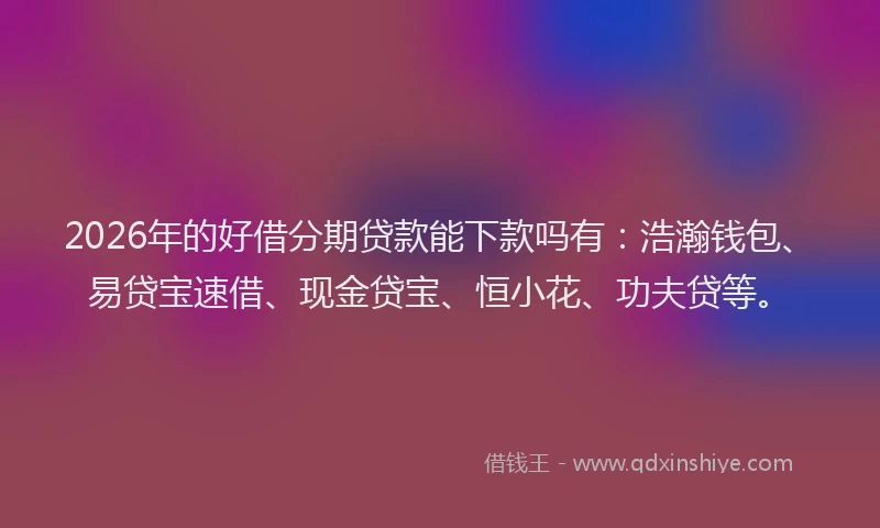 2026年的好借分期贷款能下款吗有：浩瀚钱包、易贷宝速借、现金贷宝、恒小花、功夫贷等。