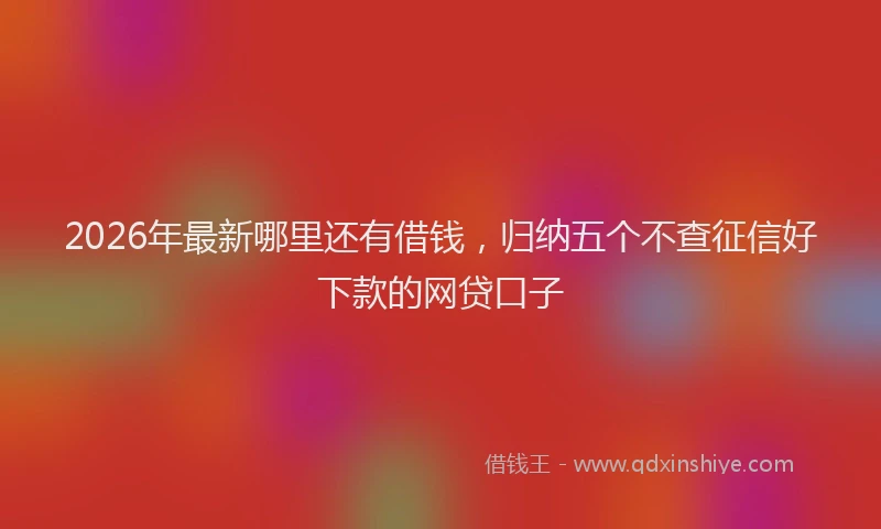 2026年最新哪里还有借钱,归纳五个不查征信好下款的网贷口子