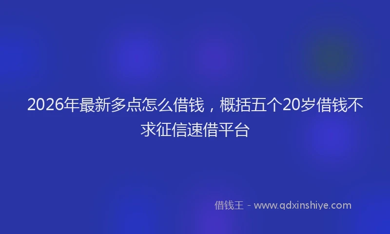 2026年最新多点怎么借钱，概括五个20岁借钱不求征信速借平台