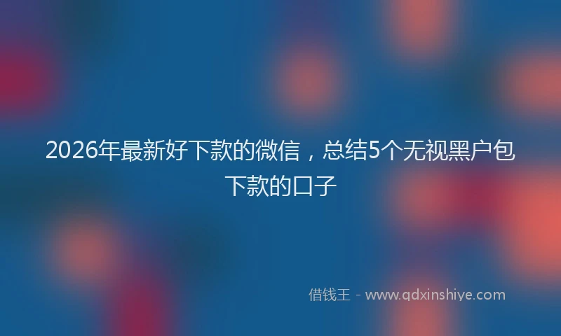 2026年最新好下款的微信，总结5个无视黑户包下款的口子