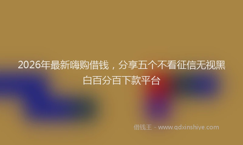 2026年最新嗨购借钱，分享五个不看征信无视黑白百分百下款平台