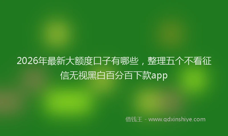 2026年最新大额度口子有哪些，整理五个不看征信无视黑白百分百下款app
