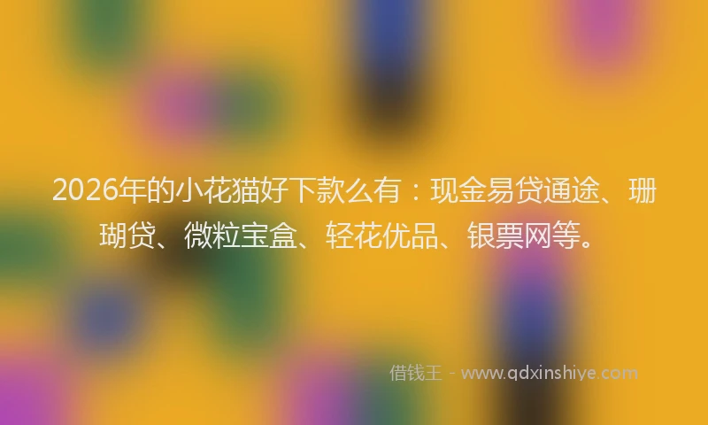 2026年的小花猫好下款么有：现金易贷通途、珊瑚贷、微粒宝盒、轻花优品、银票网等。