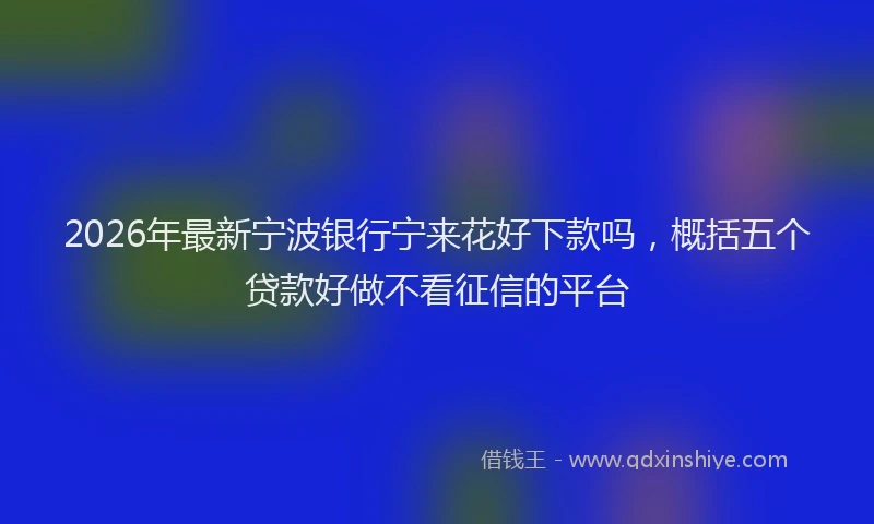 2026年最新宁波银行宁来花好下款吗，概括五个贷款好做不看征信的平台
