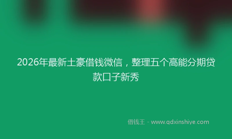 2026年最新土豪借钱微信，整理五个高能分期贷款口子新秀