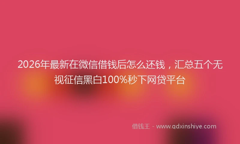 2026年最新在微信借钱后怎么还钱，汇总五个无视征信黑白100%秒下网贷平台