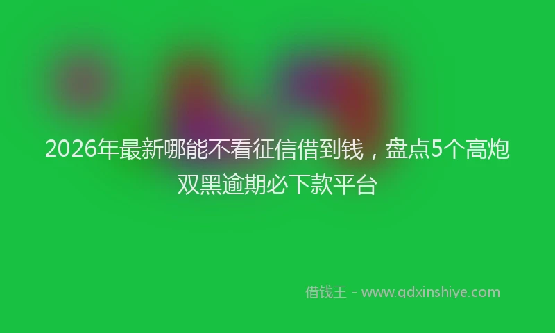 2026年最新哪能不看征信借到钱，盘点5个高炮双黑逾期必下款平台