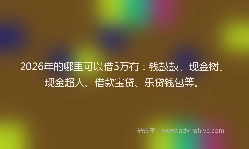 2026年的哪里可以借5万有：钱鼓鼓、现金树、现金超人、借款宝贷、乐贷钱包等。