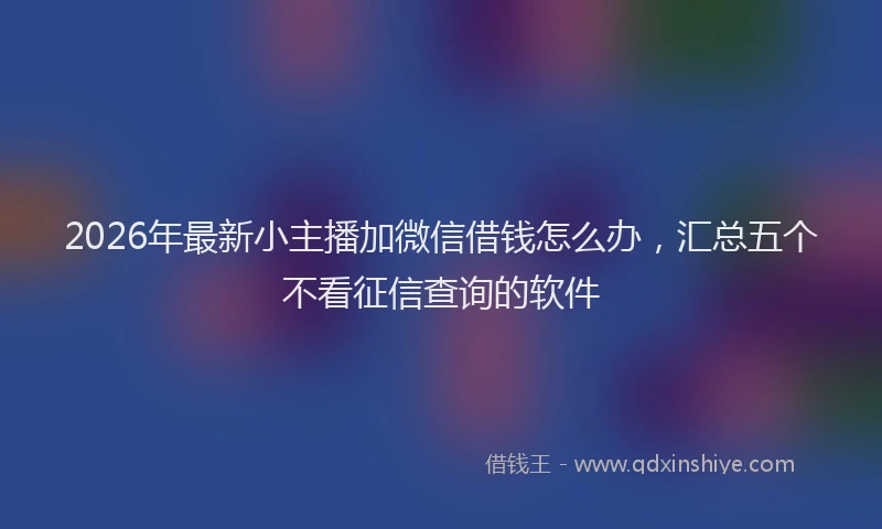 2026年最新小主播加微信借钱怎么办，汇总五个不看征信查询的软件