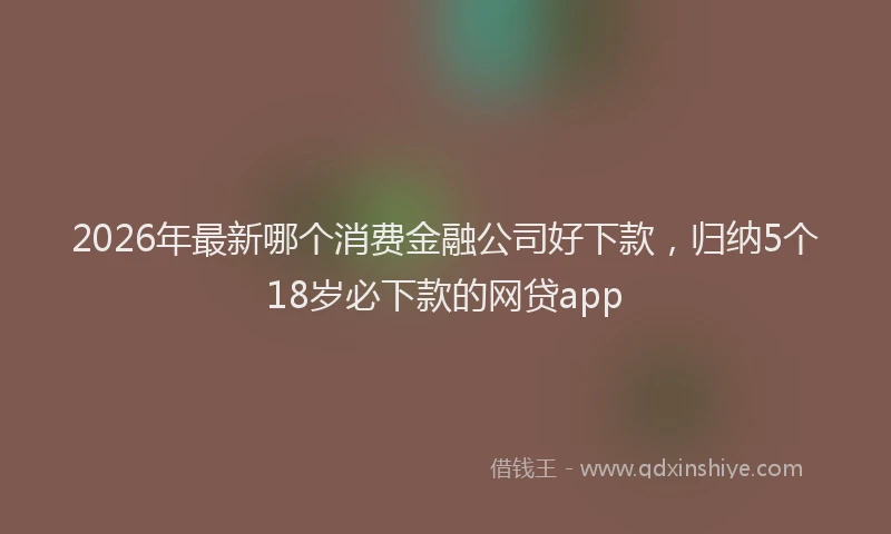 2026年最新哪个消费金融公司好下款，归纳5个18岁必下款的网贷app