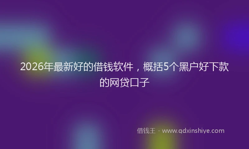 2026年最新好的借钱软件，概括5个黑户好下款的网贷口子