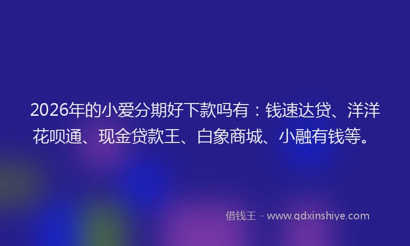 2026年的小爱分期好下款吗有：钱速达贷、洋洋花呗通、现金贷款王、白象商城、小融有钱等。