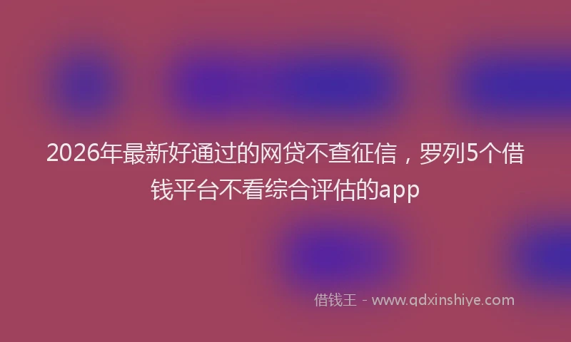 2026年最新好通过的网贷不查征信，罗列5个借钱平台不看综合评估的app