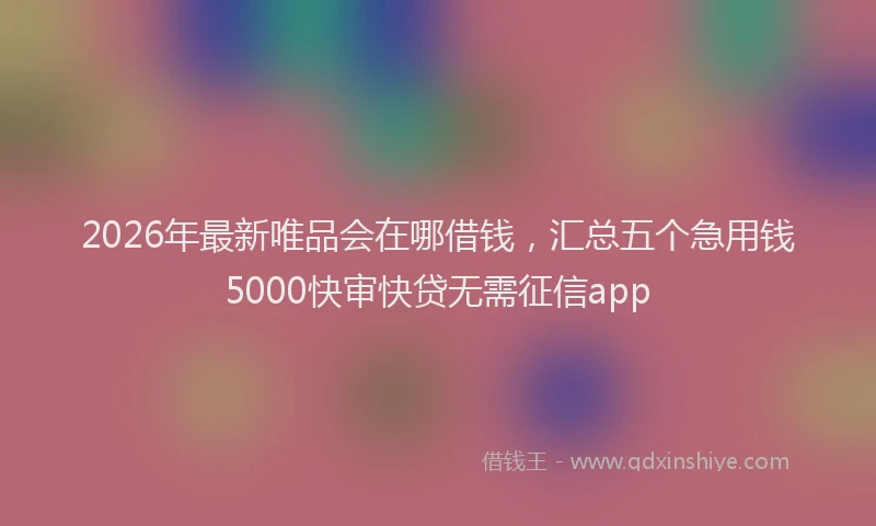 2026年最新唯品会在哪借钱，汇总五个急用钱5000快审快贷无需征信app