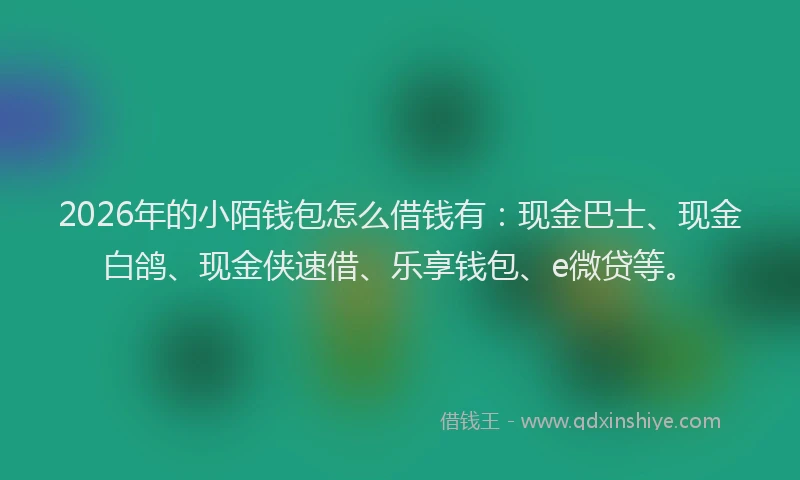 2026年的小陌钱包怎么借钱有：现金巴士、现金白鸽、现金侠速借、乐享钱包、e微贷等。