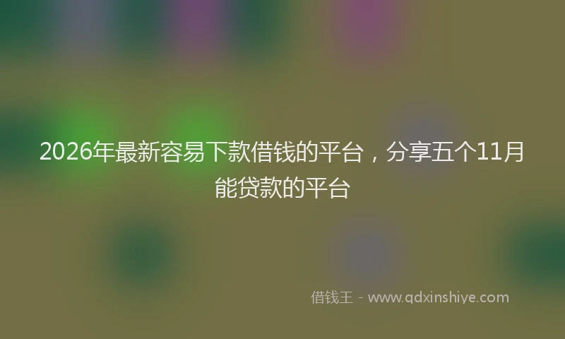 2026年最新容易下款借钱的平台，分享五个11月能贷款的平台