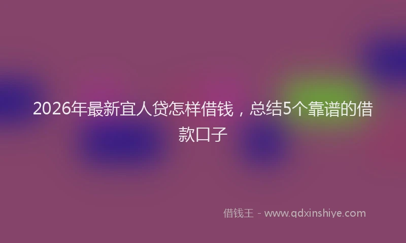2026年最新宜人贷怎样借钱，总结5个靠谱的借款口子