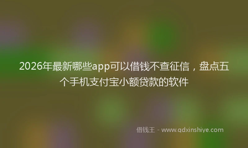 2026年最新哪些app可以借钱不查征信，盘点五个手机支付宝小额贷款的软件