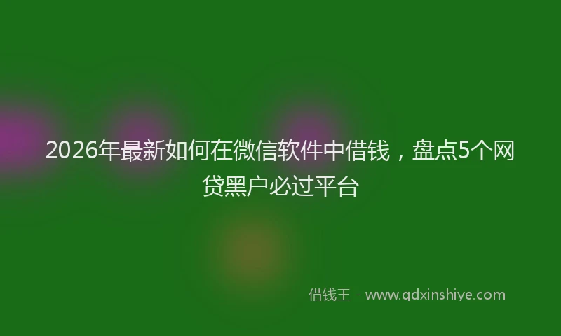 2026年最新如何在微信软件中借钱，盘点5个网贷黑户必过平台