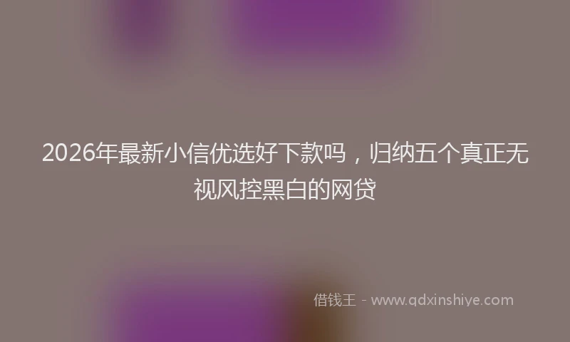 2026年最新小信优选好下款吗，归纳五个真正无视风控黑白的网贷