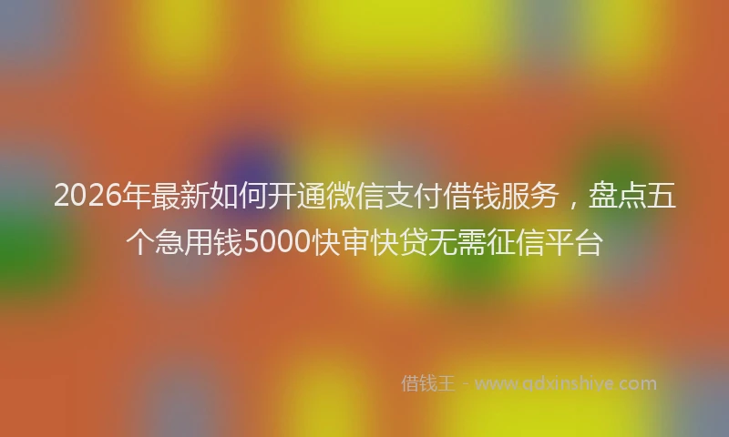 2026年最新如何开通微信支付借钱服务，盘点五个急用钱5000快审快贷无需征信平台