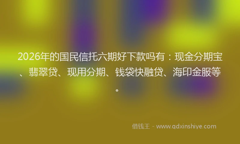2026年的国民信托六期好下款吗有：现金分期宝、翡翠贷、现用分期、钱袋快融贷、海印金服等。