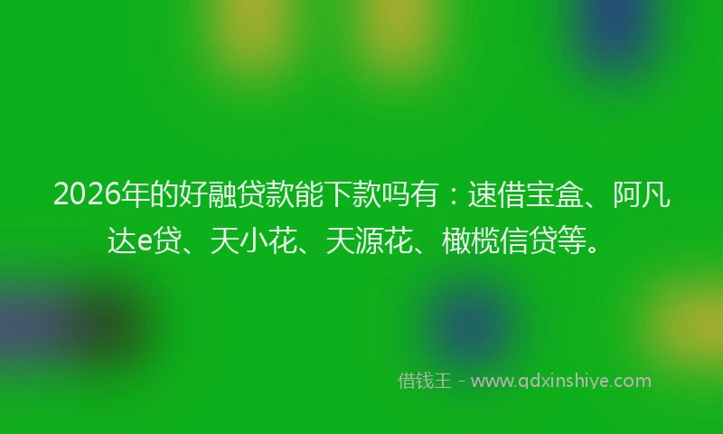 2026年的好融贷款能下款吗有：速借宝盒、阿凡达e贷、天小花、天源花、橄榄信贷等。