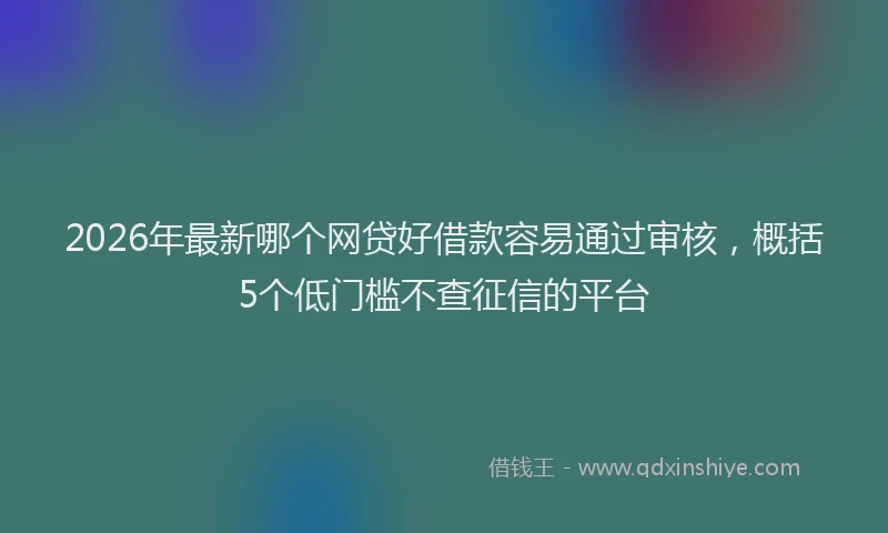 2026年最新哪个网贷好借款容易通过审核，概括5个低门槛不查征信的平台