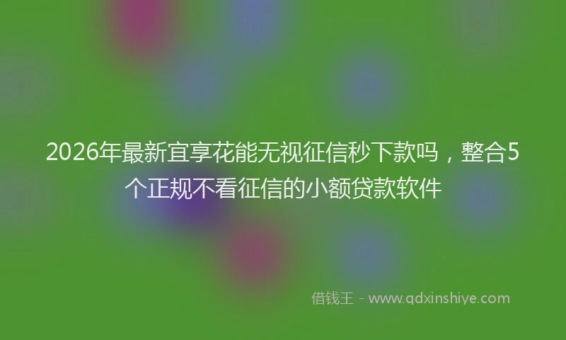 2026年最新宜享花能无视征信秒下款吗，整合5个正规不看征信的小额贷款软件