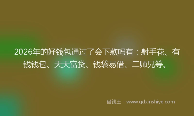 2026年的好钱包通过了会下款吗有：射手花、有钱钱包、天天富贷、钱袋易借、二师兄等。