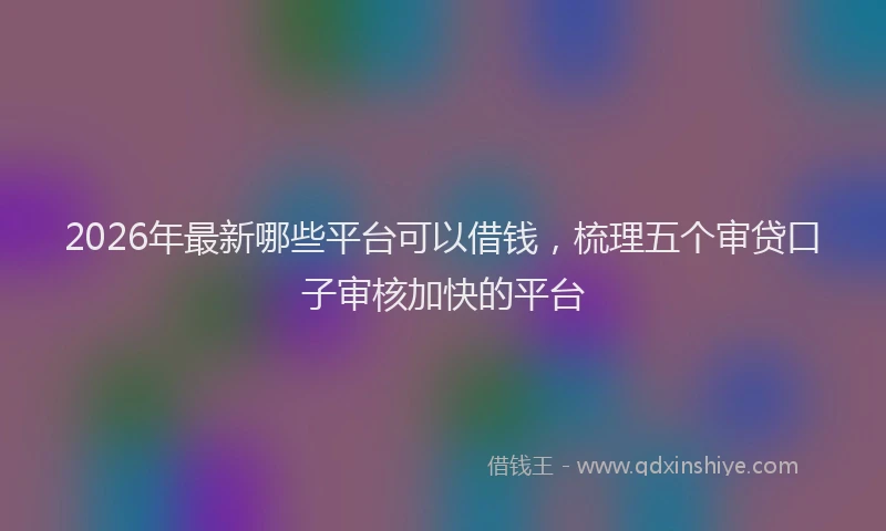 2026年最新哪些平台可以借钱,梳理五个审贷口子审核加快的平台