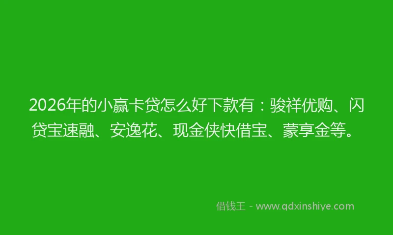 2026年的小赢卡贷怎么好下款有：骏祥优购、闪贷宝速融、安逸花、现金侠快借宝、蒙享金等。