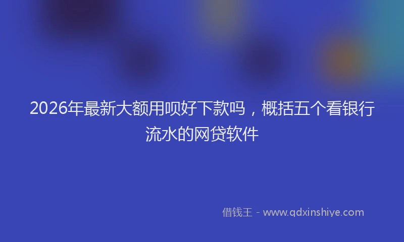 2026年最新大额用呗好下款吗，概括五个看银行流水的网贷软件