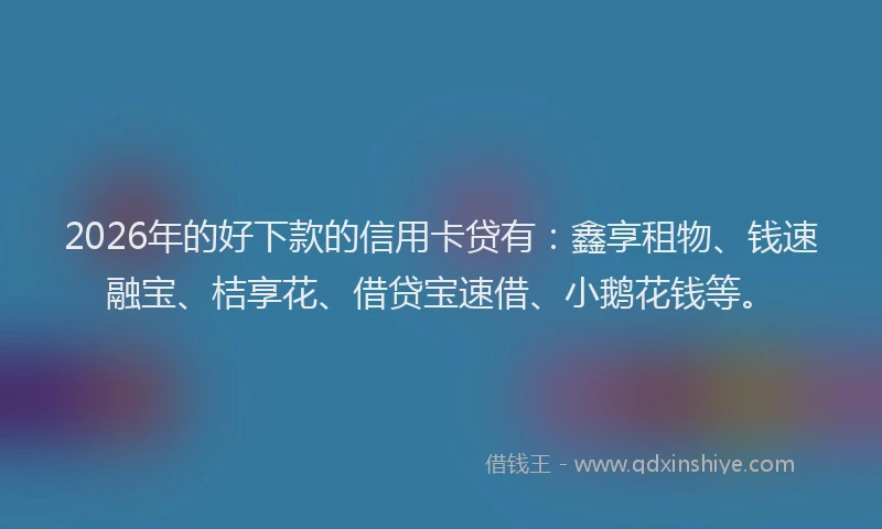 2026年的好下款的信用卡贷有：鑫享租物、钱速融宝、桔享花、借贷宝速借、小鹅花钱等。