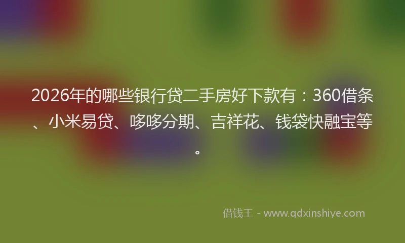 2026年的哪些银行贷二手房好下款有：360借条、小米易贷、哆哆分期、吉祥花、钱袋快融宝等。