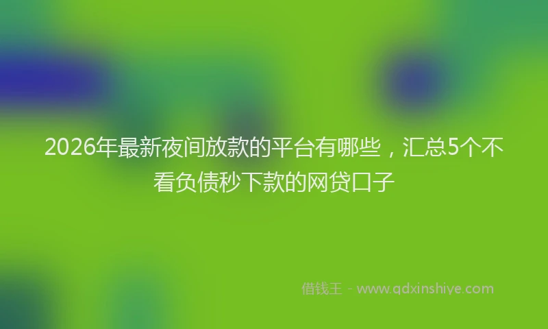 2026年最新夜间放款的平台有哪些，汇总5个不看负债秒下款的网贷口子