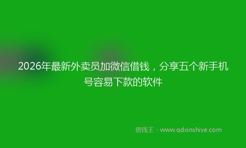 2026年最新外卖员加微信借钱，分享五个新手机号容易下款的软件