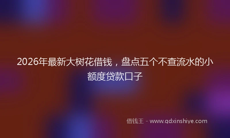 2026年最新大树花借钱,盘点五个不查流水的小额度贷款口子