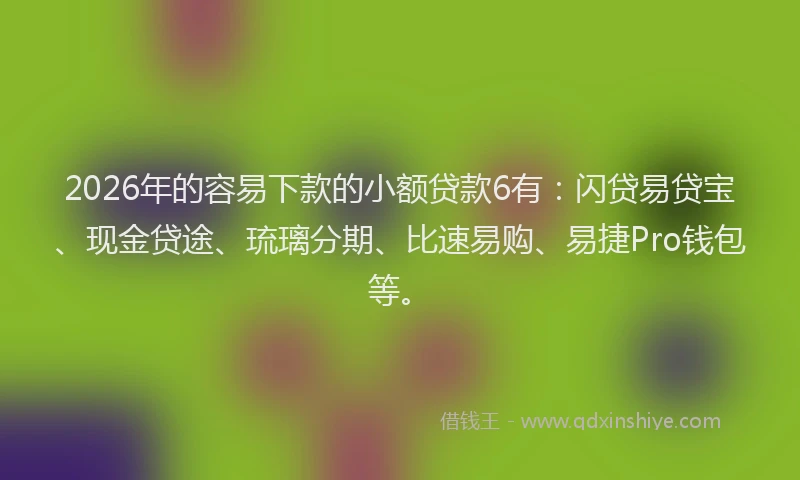 2026年的容易下款的小额贷款6有：闪贷易贷宝、现金贷途、琉璃分期、比速易购、易捷Pro钱包等。