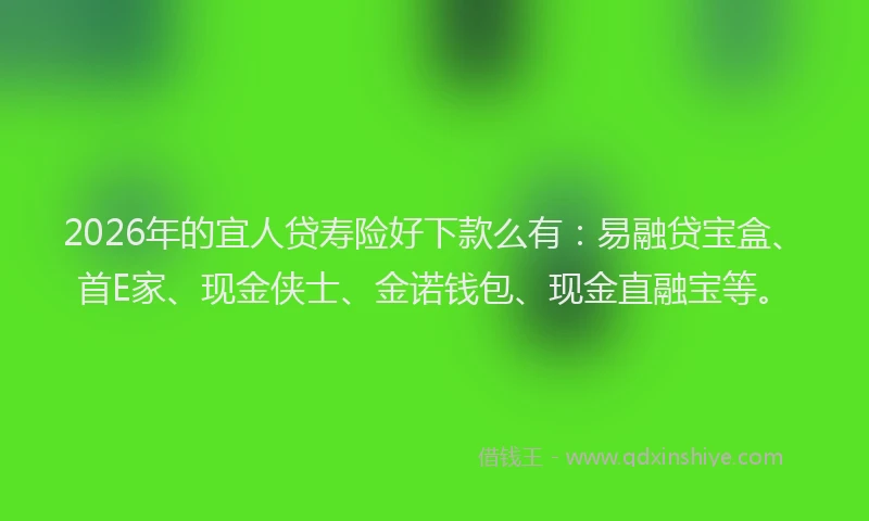 2026年的宜人贷寿险好下款么有：易融贷宝盒、首E家、现金侠士、金诺钱包、现金直融宝等。
